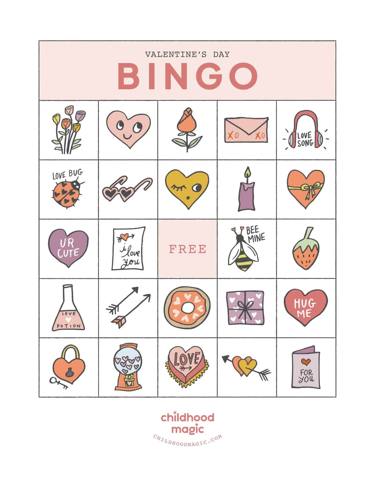 valentine's day bingo - childhood magic
